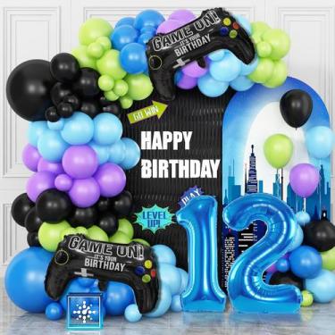 Imagem de Balloon Garland Kit Cledeco: tema de videogame de 12º aniversário