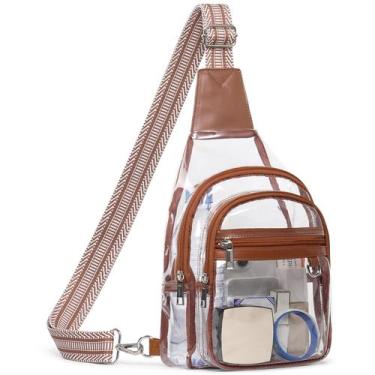 Imagem de Bolsa transparente QOECI para eventos em estádios, 3 bolsos, marrom tr