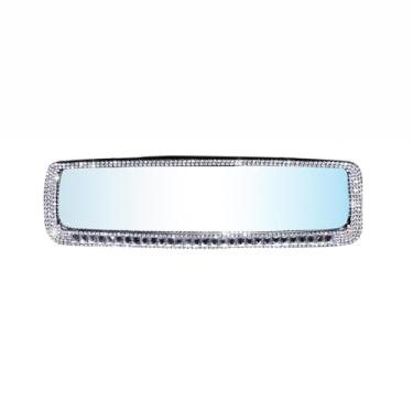Imagem de Unifizz Espelho retrovisor de carro, espelho retrovisor interior de strass brilhante com vidro HD, espelho retrovisor de encaixe grande angular com diamante de cristal brilhante, acessórios de