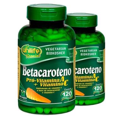 Imagem de Kit 2 Betacaroteno Pró-Vitamina A 120 Cápsulas Unilife