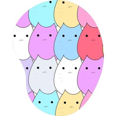Imagem de Mouse Pad Ergonômico Gota Arte Gatinhos Pastel Estampado Colorido