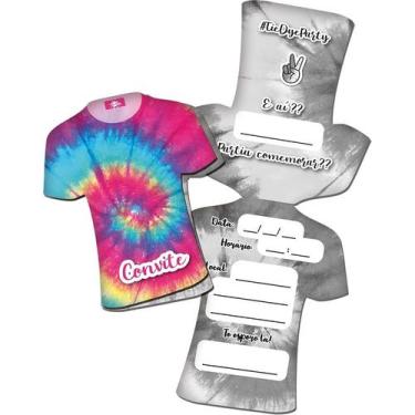 Imagem de Convite de Aniversário 8 Unidades - Tie Dye - Festcolor, UNICA, U
