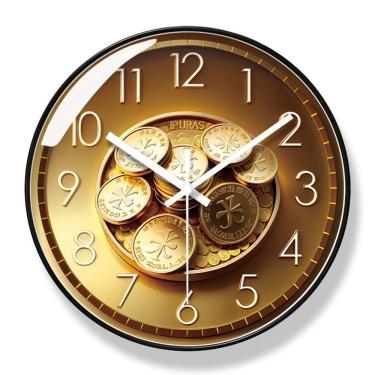 Imagem de Relógio de parede Vintage Coin 30 cm Silent Quartz Gold