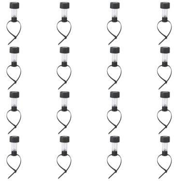 Imagem de 16 peças de luzes de pátio movidas a energia solar para trilho de deck, cercado de piscina ou uso ao ar livre, lâmpadas decorativas pretas à prova d'água com capas transparentes