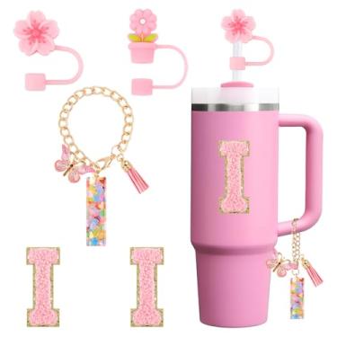 Imagem de Conjunto de acessórios para copo Stanley Cup 850.5 g 1,134.0 g copo com alça, incluindo tampa de palha, pingente de alça, adesivo 5 peças (I)