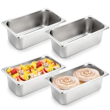 Imagem de Panela de hotel, pacote com 4 bandejas de panificação de mesa a vapor de aço inoxidável, bandeja de panificação mais quente para restaurante, salada, bar, artigos de festa