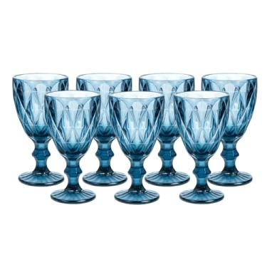Imagem de Taças de Vidro Azul 330ml – Jogo com 6 Peças para Mesa Posta, Drinks, Sucos e Água (Azul)