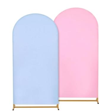 Imagem de Capa de arco de 1,8 m, arco de dois lados, elastano, casamento, arco de casamento, para festa, aniversário, chá de bebê, cerimônia de casamento, banquete, foto de balão (duas cores, rosa e azul)