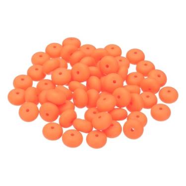 Imagem de PATIKIL Contas de silicone de 14 mm, 60 peças de contas de silicone a granel abaco espaçador contas lentilha focal bonito para canetas, chaveiro, pulseiras, colar, laranja claro