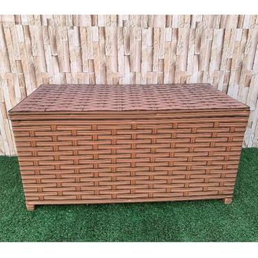 Imagem de Baú Horizontal Organizador 45L em Fibra Sintética – Caixa Cesto para Brinquedos e Roupa Suja 60x30x30 com Tampa(Palha Indiana)
