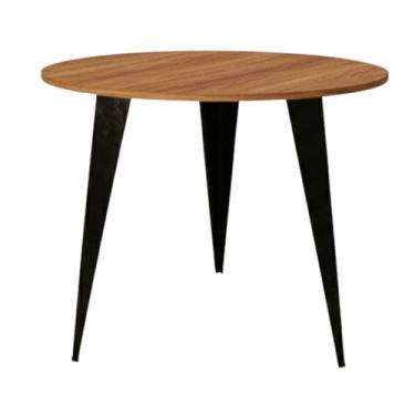 Imagem de Mesa De Jantar Eva 75cm Altura Tampos de 70,80,90cm Redonda Mdf Tripé Industrial Branco Preto Madeirado Jt Home (MADEIRADO, TAMPO DE 90CM)