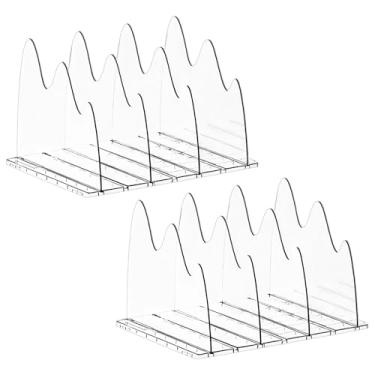 Imagem de Pacote com 2 divisórias transparentes para armário, organizador de bolsa ajustável com 3 compartimentos com almofadas antiderrapantes, design destacável para uso versátil