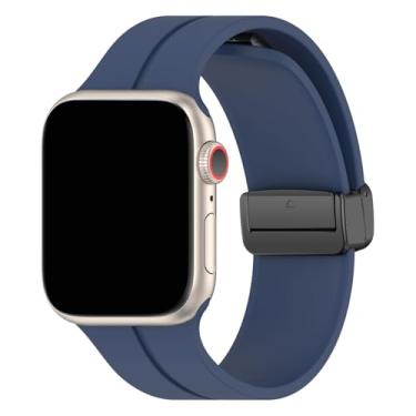 Imagem de Pulseira Silicone Fecho Magnetico LTIMPORTS, compativel com Apple Watch 41mm 40mm 38mm e SE 40mm (Azul Marinho)