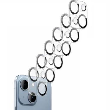 Imagem de Protetor de lente de câmera para iPhone 15 de 6,1 polegadas e iPhone 15 Plus de 6,7 polegadas, vidro temperado 9H, antiarranhões, compatível com capas, não afeta fotos noturnas, HD transparente