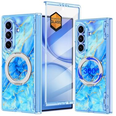 Imagem de Meshine Capa para Galaxy Z Fold 7, [compatível com MagSafe] [Proteção de dobradiça][Protetor de tela embutido] [Suporte magnético de anel 360°], capa rígida à prova de choque para Samsung Galaxy Z