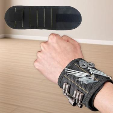 Imagem de Cinto de ferramentas de pulseira magnética de 5 fileiras – Cinto utilitário para reparadores, eletricistas, carpinteiros, construção, presentes para pai, marido, avô