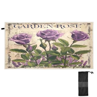 Imagem de ATTX Toalha de praia de flores de lavanda 76 x 152 cm - Cobertor de microfibra leve de secagem rápida e resistente à areia para piscina, ioga, academia e viagens | Esportes de banho de natação