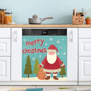 Imagem de ATTX Capa de ímã para lava-louças de árvore de Papai Noel, 58,4 cm C x 66 cm A decoração da capa da máquina de lavar louça, decalques de armário doméstico adesivos de eletrodomésticos #454
