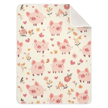 Imagem de SEHANY Lindo cobertor de bebê de porco rosa para meninos e meninas, cobertores macios e aconchegantes de algodão para bebês