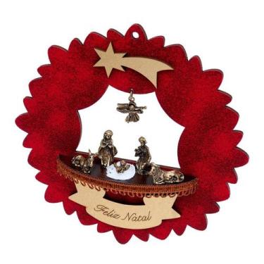 Imagem de Guirlanda de Natal Sagrada Família Moldada Vermelha - FORNECEDOR 1