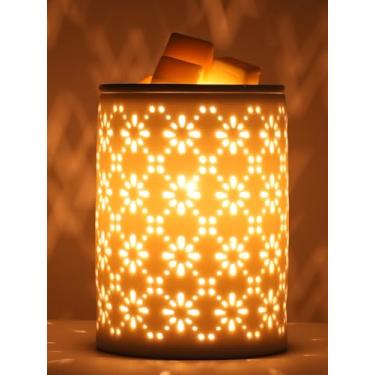 Imagem de Aquecedor de cera derretido com temporizador elétrico de cerâmica branca para Natal, derretimento de óleo regulável, fragrância pequena e leve de aromaterapia para queimador decorativo, derrete vela