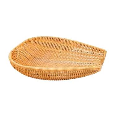 Imagem de ＫＬＫＣＭＳ Pá de lixo artesanal, cesto de vime sintético para peneirar, organizador de cozinha, bandeja para frutas, cesto de pão trançado à mão para lavar