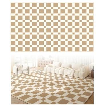 Imagem de SPXMQSS Tapetes laváveis à máquina, tapete para sala de estar, resistente à sujeira, antiderrapante e fácil de cuidar, para sala de estar, quarto, quarto de crianças, bege, verde, preto