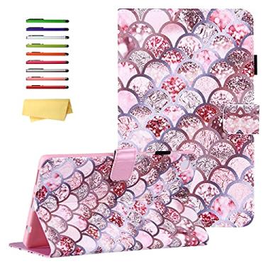 Imagem de UUcovers Capa fólio para Samsung Galaxy Tab A7 Lite 8,7 polegadas 2021 (SM-T220/T225/T227) com bolsos para lápis Suporte de visualização em vários ângulos Suporte de visualização de couro PU magnético/capa traseira de TPU macio, escamas rosa sereia