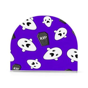 Imagem de Wassud Porta-guardanapos de acrílico Halloween Boo Dispensador de guardanapos de papel para mesa, cozinha, sala de jantar, bancada 1 peça (comporta 50-60 guardanapos)