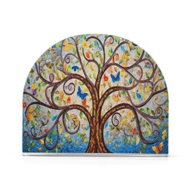 Imagem de Wassud Porta-guardanapos de acrílico de árvore colorida, dispensador de guardanapo de papel moderno em forma de U para mesa, cozinha, sala de jantar, bancada 1 peça (comporta 50-60 guardanapos)