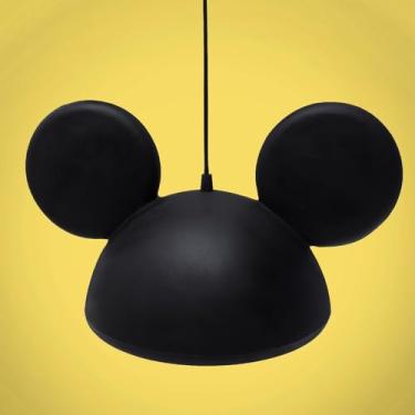 Imagem de Luminária Pendente Orelhas Mickey Black – Design Decorativo, Luz Suave para Quarto e Escritório