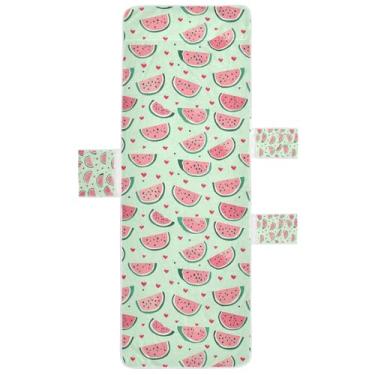 Imagem de STAYTOP Linda capa de toalha de cadeira de salão de melancia de desenho animado, capa de espreguiçadeira macia, capas de cadeira de praia com bolsos para jardim ao ar livre, pátio, pátio, banhos de