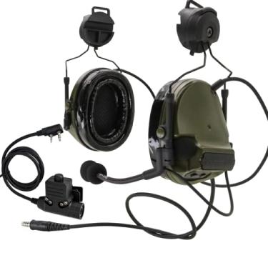Imagem de HEARFALCOM Tactical Comta III Headset Capacete ARC Rail adaptador versão com adaptador U94 PTT compatível com Baofeng UV-5R, UV-82 Walkie Talkie para esportes Airsoft (FG)
