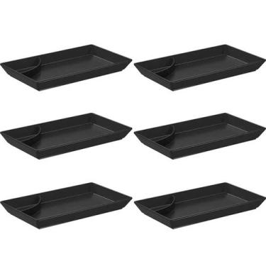 Imagem de Kit 6 Pratos para Sushi Comida Japonesa com Porta Shoyu Comida Orienta