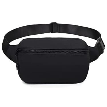 Imagem de Meyfancy Bolsa de cinto feminina preta, bolsa transversal com alça ajustável para corrida, viagem, treino, impermeável, Preto, One Size