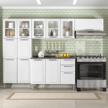 Imagem de Cozinha Completa Tarsila 280cm Em Aço Branca Com Vidro