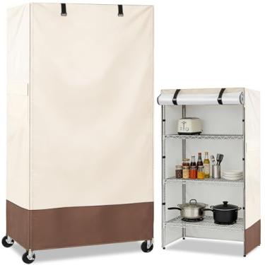 Imagem de Rileytee Capa de prateleira de arame, capas de prateleira resistentes à prova de poeira 600D à prova d'água para prateleiras de arame, capa de armazenamento externo para rack com zíper, 91 cm L x 40
