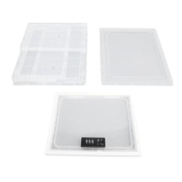 Imagem de QANYEGN Grande caixa de bloqueio de lanches, caixa de armazenamento transparente com fechadura, armário de armazenamento de alimentos de plástico para armazenar medicamentos, lanch (Moldura Branca e