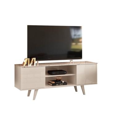 Imagem de Rack para TV até 55 Polegadas Lisboa 2 Portas Off White e Calacata 136 cm