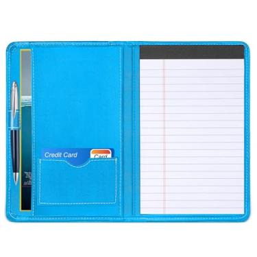Imagem de Gorbado Mini Padfolio/Junior Portfolio Folder Case, Business A5 fichário organizador bloco de notas para homens e mulheres, bloco de escrita 5 x 8 incluído, azul elétrico.
