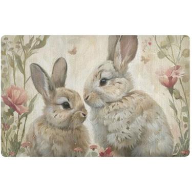 Imagem de TSENQUE Tapete de porta interior de coelho de primavera personalizado tapete de porta bonito para varanda da frente tapetes para porta da frente tapetes de entrada laváveis para dentro de casa 81 x 50
