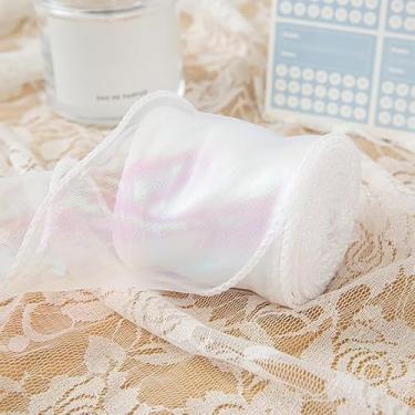 Imagem de Fita de organza com cauda de peixe iridescente de 6 cm de largura para embrulho de presente de casamento, buquê floral, faça você mesmo, laços de cabelo decorativos