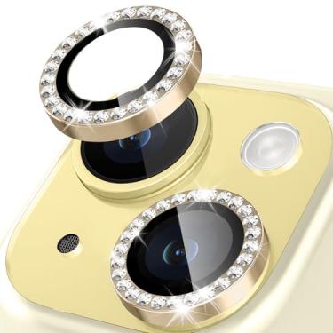 Imagem de Protetor de lente de câmera para iPhone 15, película de proteção de lente de vidro temperado diamante 9H para decoração de celular, anel de metal de liga de alumínio individual