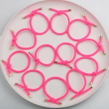 Imagem de 14 peças de prendedores de cabelo elásticos para cabelo com nó, prendedores de rabo de cavalo para mulheres e meninas, elásticos de borracha para cabelo fino e grosso, ondulado, cacheado, liso (rosa