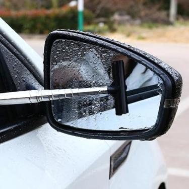 Imagem de 1 peça de lâmina de limpador telescópica de aço inoxidável para espelhos retrovisores de carro, desembaçamento de janela, limpeza de água e limpeza de limpador de carro (preto)