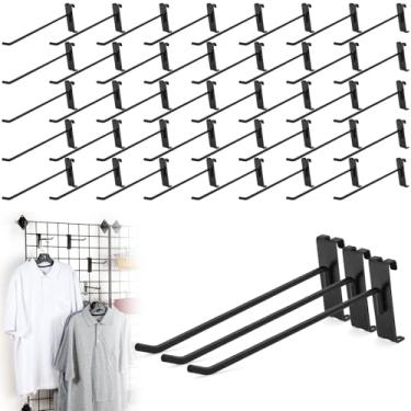 Imagem de BIOBUBANA 100 ganchos de parede de grade, tela de 25 cm para painel de grade, ganchos resistentes de carga de 9 kg para acessório de parede de grade, gancho de metal para loja de varejo, armazenamento
