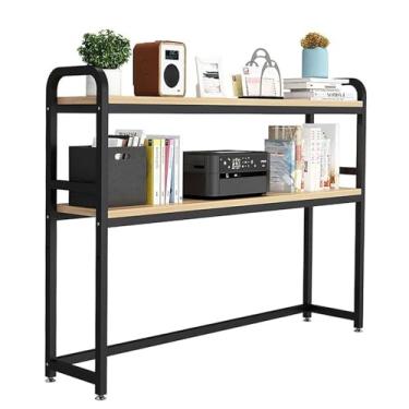 Imagem de Prateleira organizadora de mesa – Estante de mesa de metal de 2 camadas para mesa de computador, prateleira de armazenamento aberta ajustável, estante de bancada multiuso, para exibição de escritório
