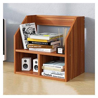 Imagem de Estante de mesa suporte de exibição de piso de camada dupla estante de mesa prateleira de madeira para escritório organizador de mesa rack de armazenamento de escritório estante de livros industrial