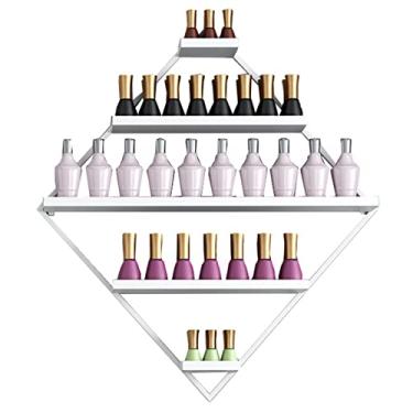 Imagem de Prateleiras de metal de armazenamento de esmaltes de parede de 5 camadas de metal para parede, suporte de exibição de esmalte de unha, prateleira de combinação de perfume de óleo essencial para salão