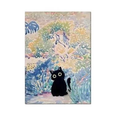 Imagem de Pintura Em Tela De Gato Preto De Claude Monet, Arte De Parede Para Sal
